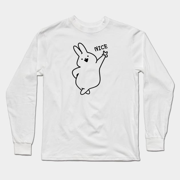 Cute Bunny Peace Fingers | Kawaii Lover Gifts | Handmade Illustrations by Atelier Serakara Long Sleeve T-Shirt by Atelier Serakara